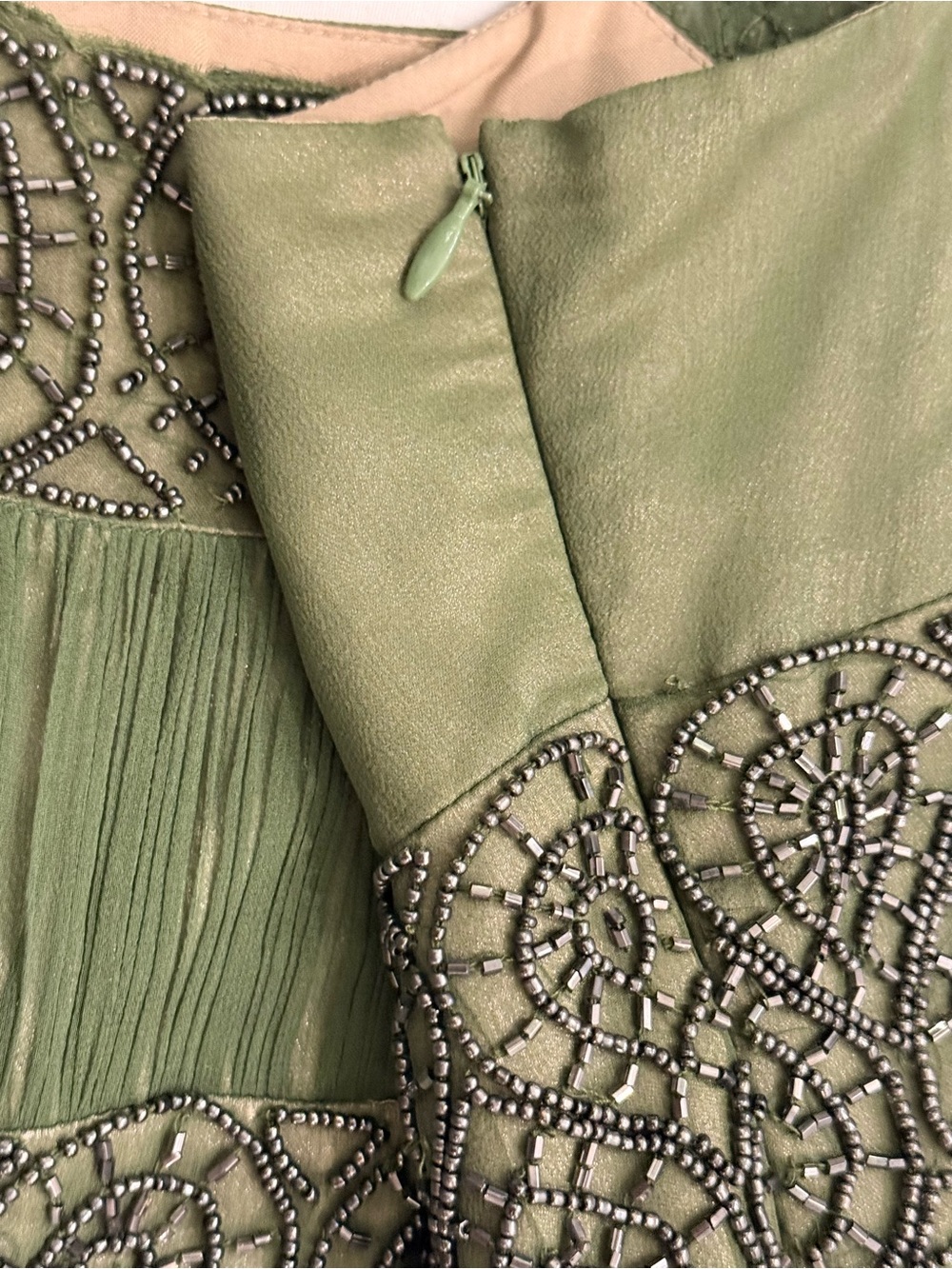 Adrianna Papell Olive Green Embellished Dress NWOT Sz 4 - Picture 6 of 12